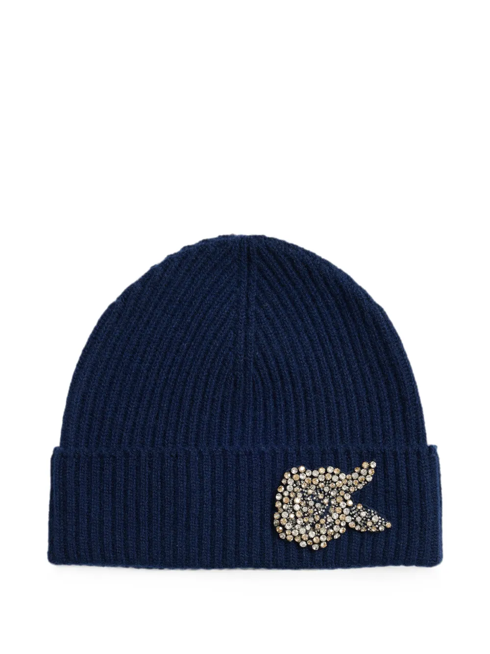ERDEM crystal-embellished ribbed-knit beanie hat - Blu