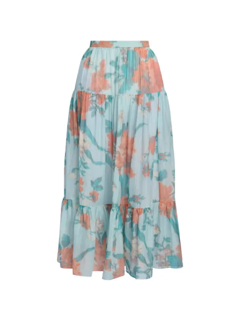 ERDEM — floral-print tiered midi skirt