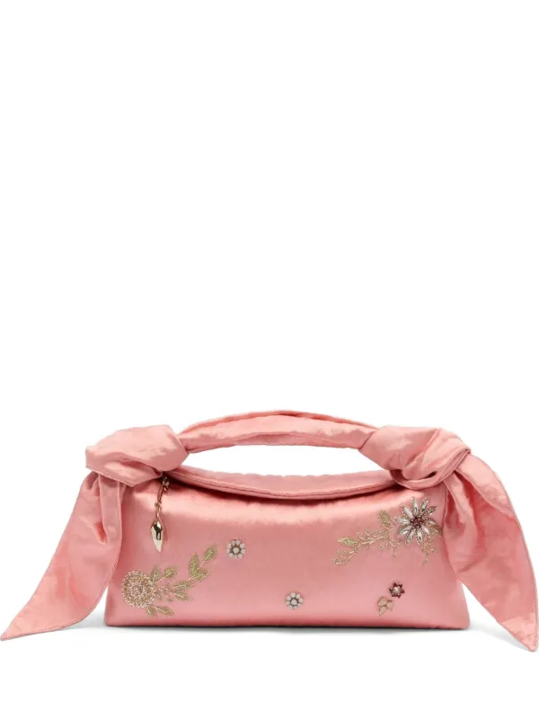 Erdem Bloom Crystal-embellished Clutch Bag in Pink