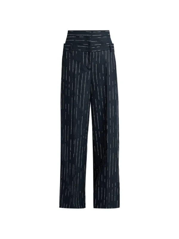 Erdem Stripe-pattern Wide-leg Trousers in Blue
