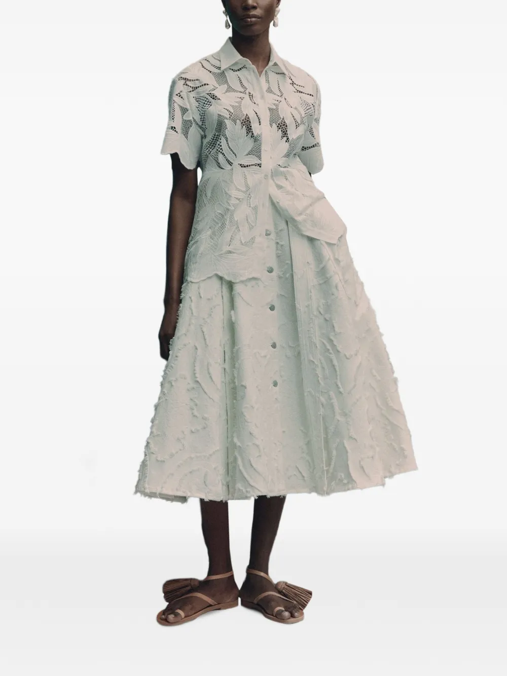 ERDEM Blouse met geborduurd blad Wit