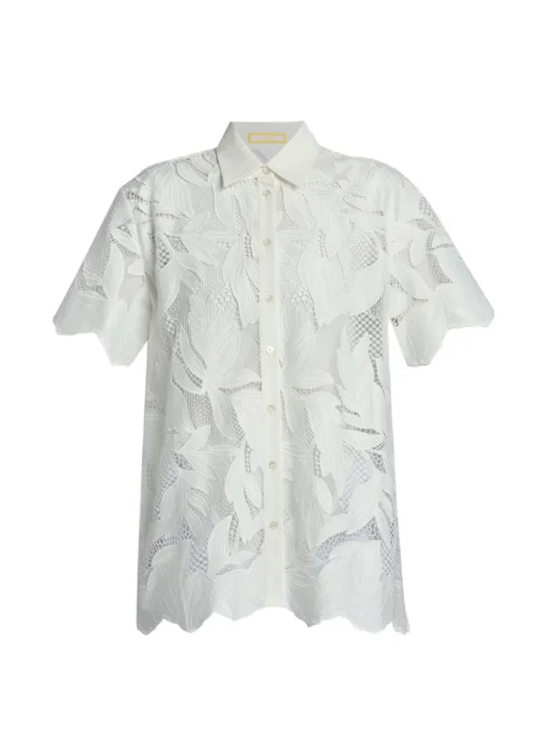 Erdem Leaf-embroidered Shirt in White