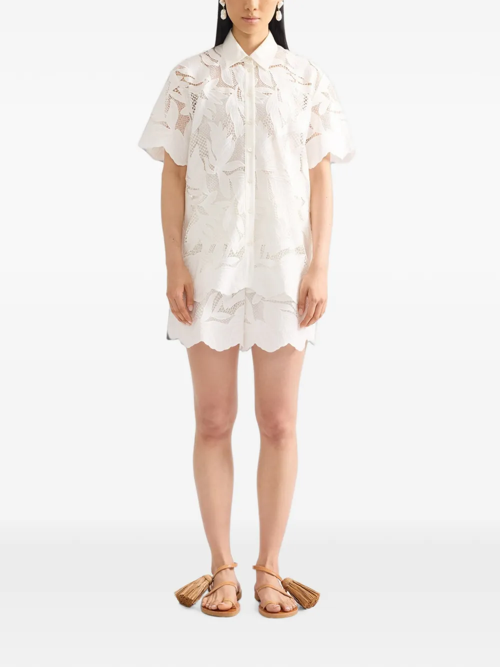 ERDEM Blouse met geborduurd blad Wit