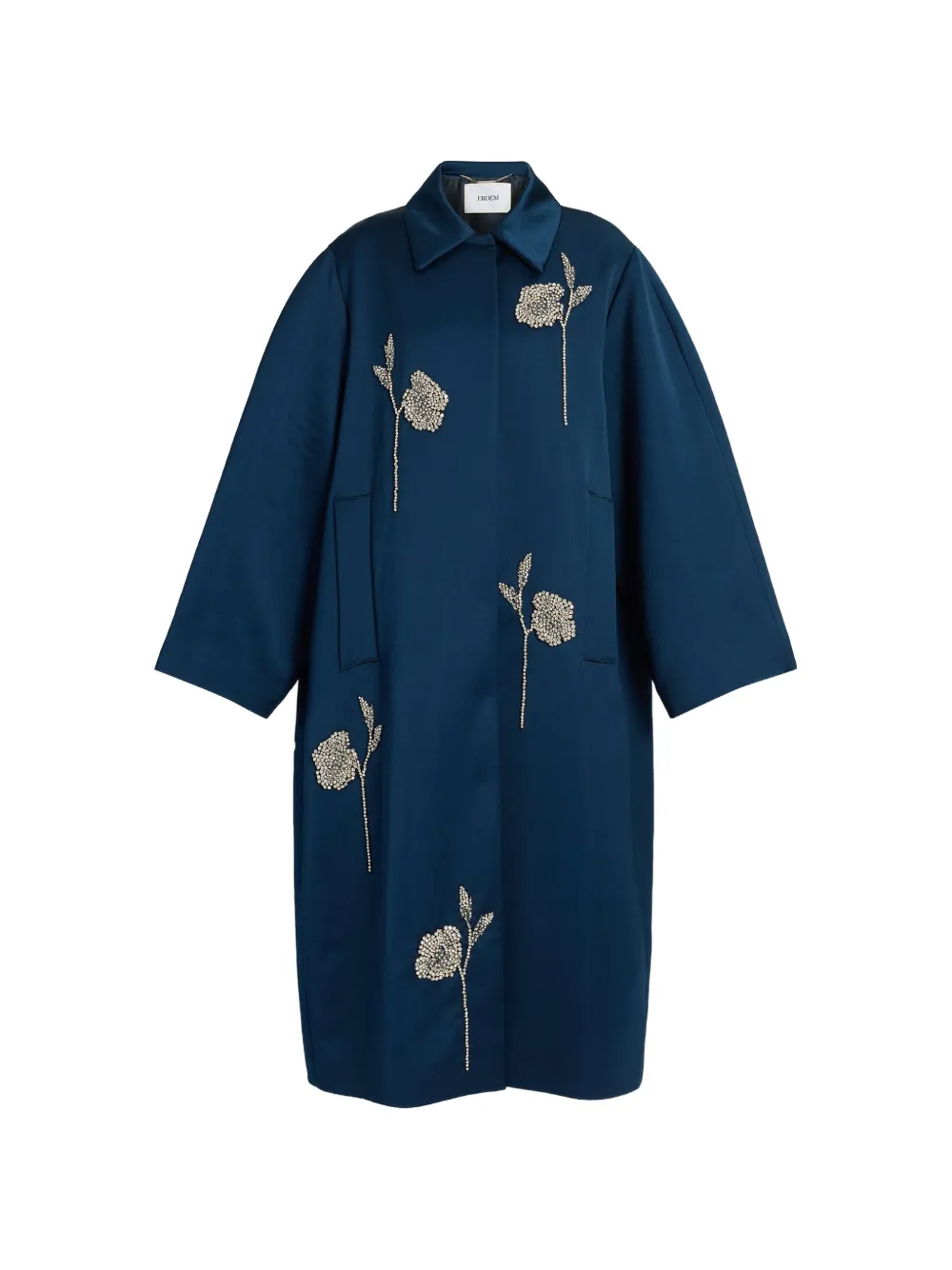 ERDEM embroidered satin coat - Blau