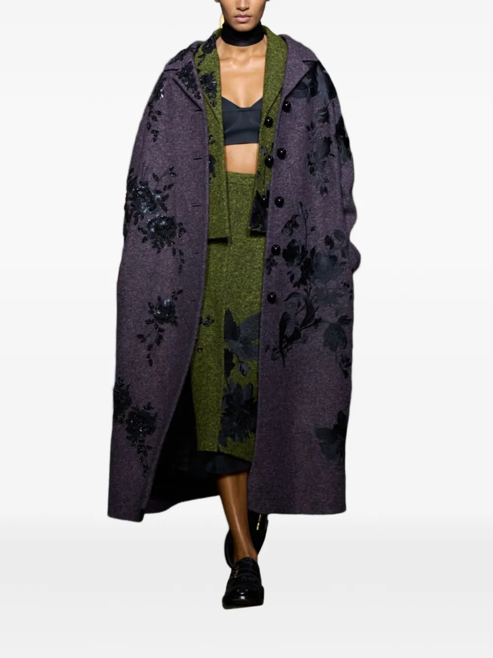 ERDEM embroidered cropped jacket Zwart