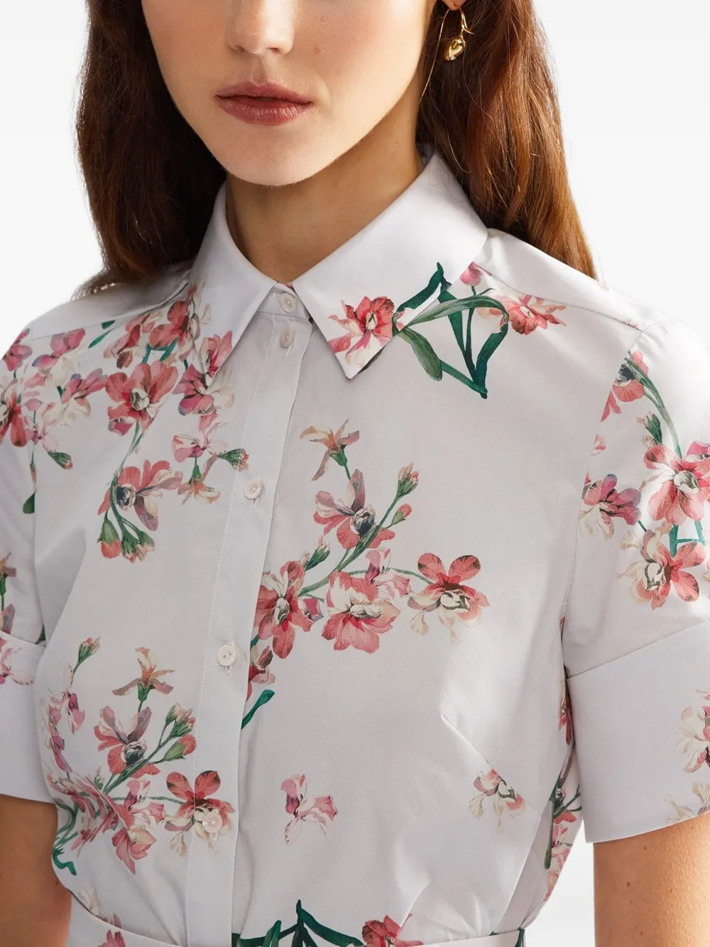 ERDEM Floral-print Short-sleeve Shirt in White, view 4