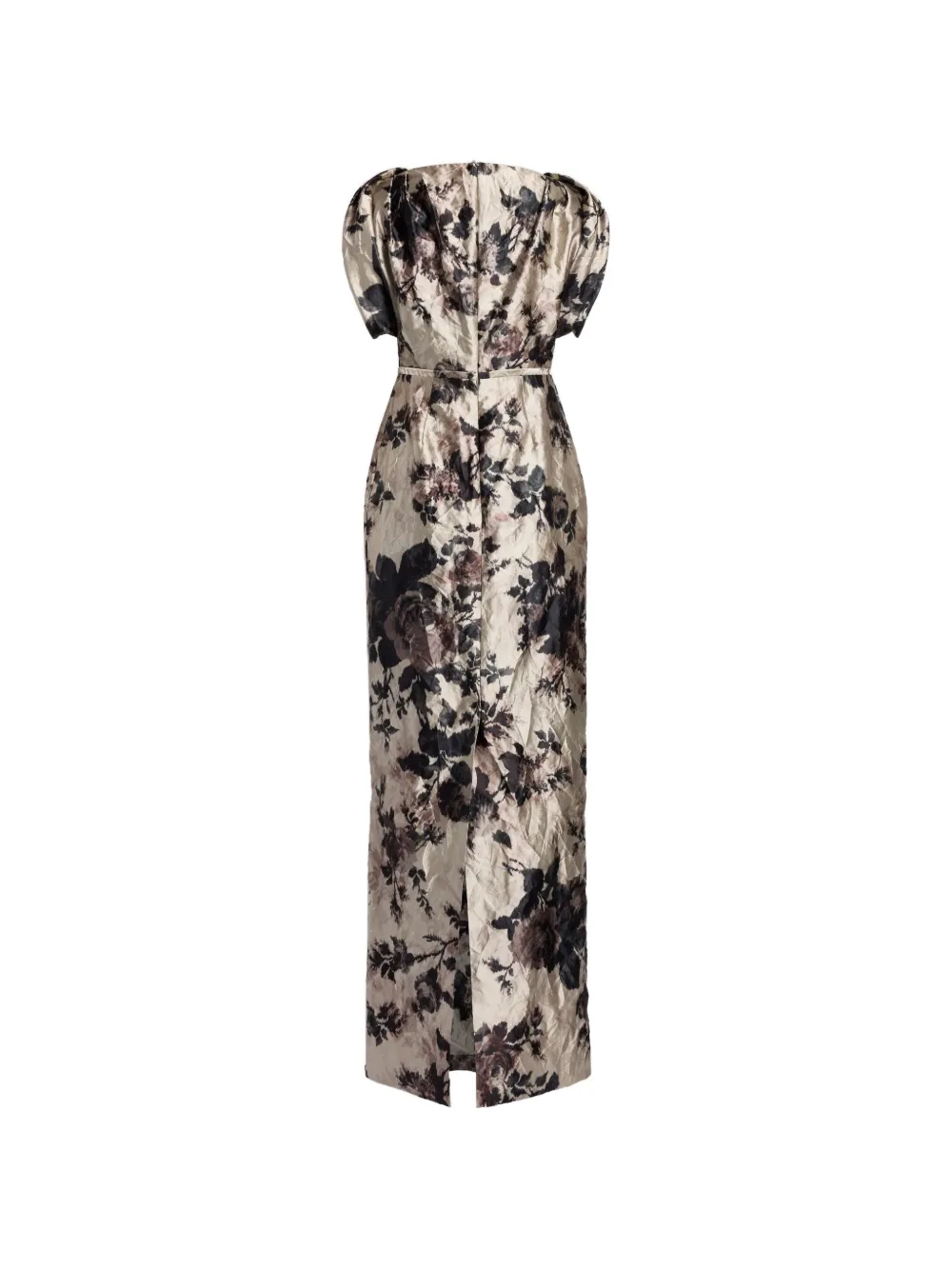 ERDEM floral-print textured-satin gown Beige