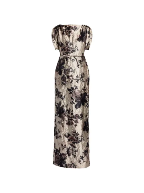 ERDEM floral-print textured-satin gown