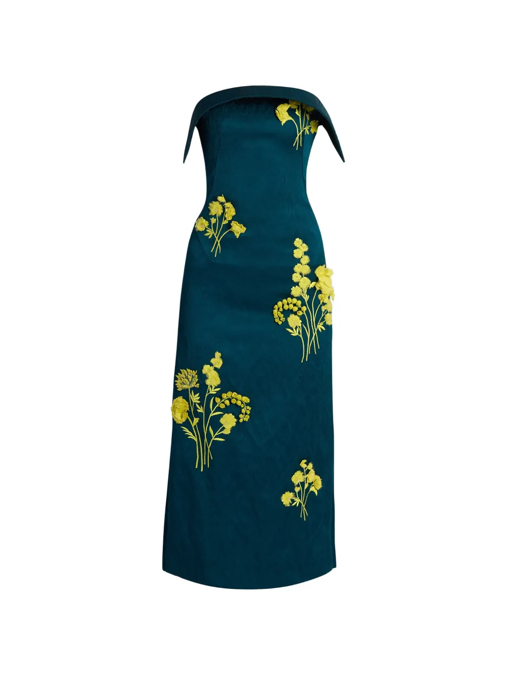 ERDEM Maxikleid aus Satin mit Stickerei - Blau