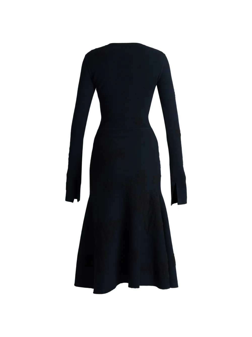ERDEM Midi-jurk met jacquard en lange mouwen Blauw