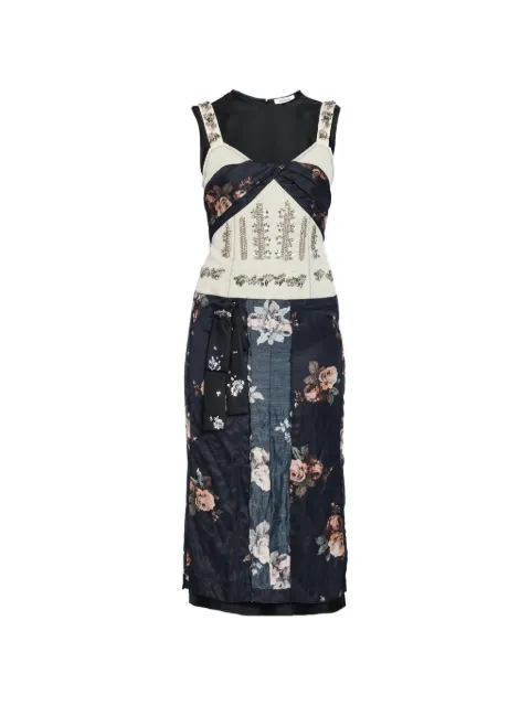 ERDEM crystal-embroidered floral-print midi dress