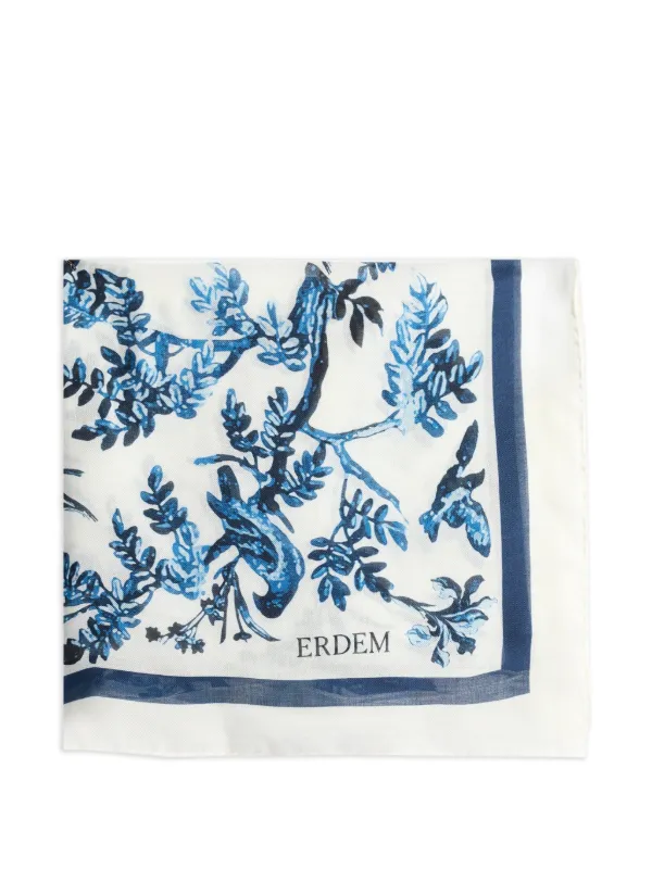 Erdem Tattoo Toile De Jouy Scarf in White