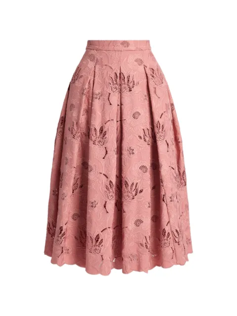 ERDEM floral-cutwork pleated skirt