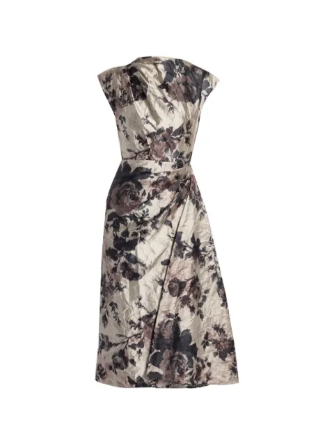 ERDEM floral-print draped midi dress