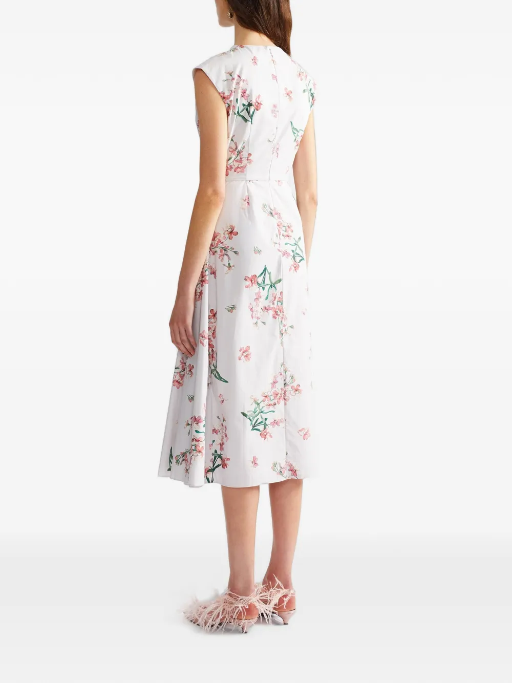 ERDEM Midi-jurk met bloemenprint Wit