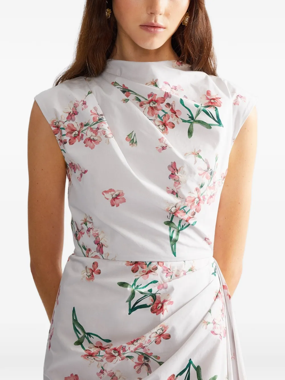 ERDEM Midi-jurk met bloemenprint Wit