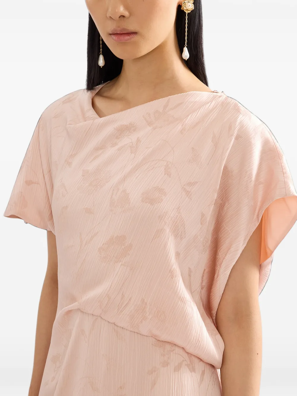 ERDEM floral-jacquard creponne midi dress Roze