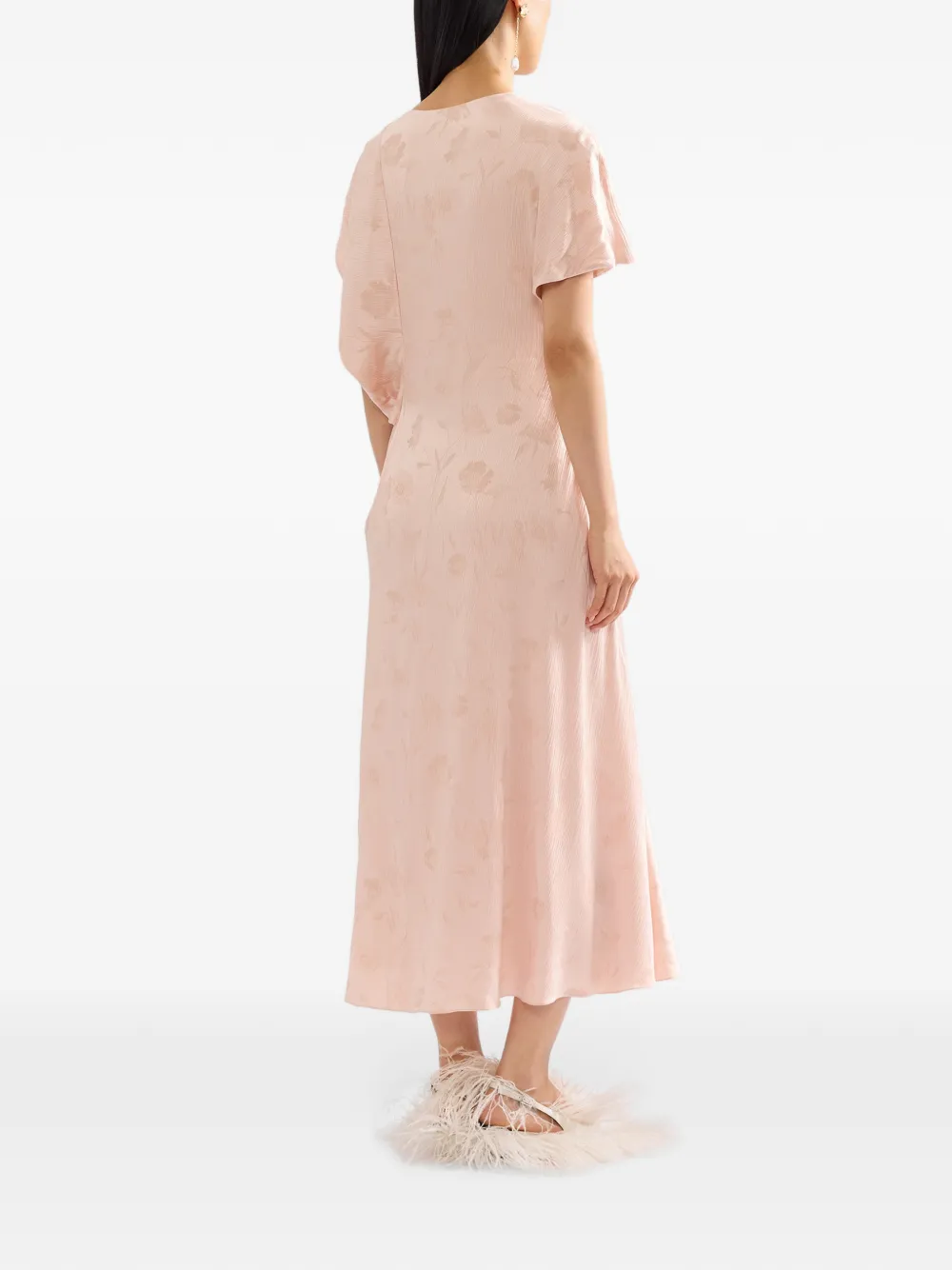 ERDEM floral-jacquard creponne midi dress Roze