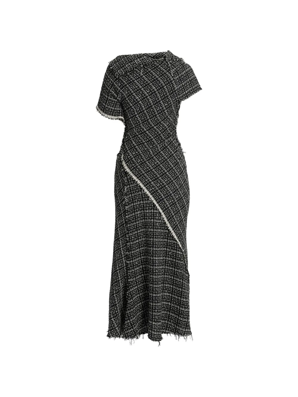 ERDEM Asymmetrische tweed maxi-jurk Zwart