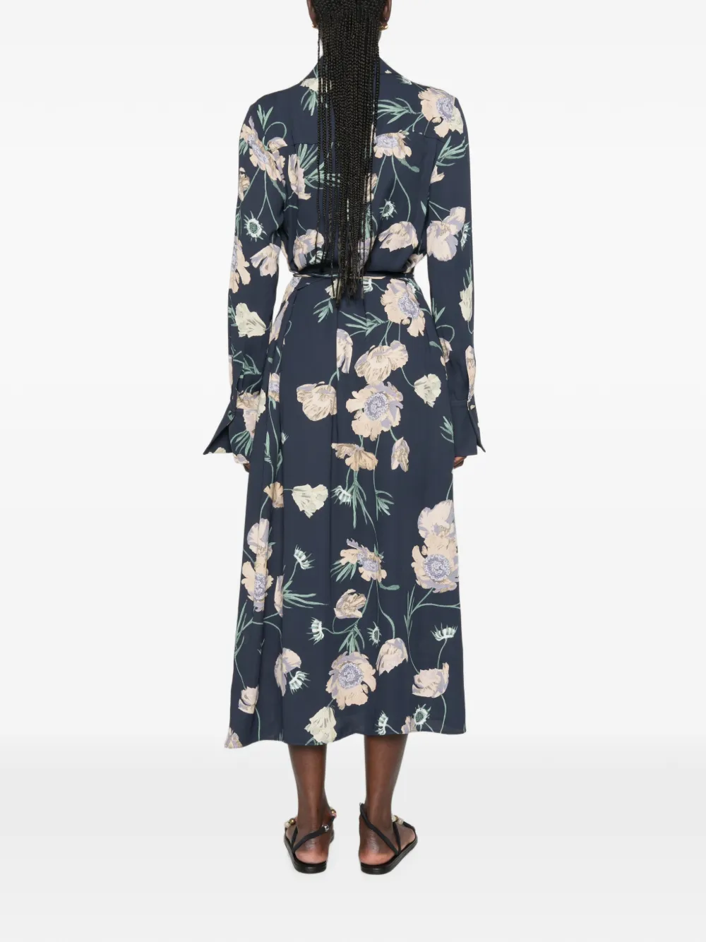 ERDEM Midi-jurk met bloemenprint Blauw