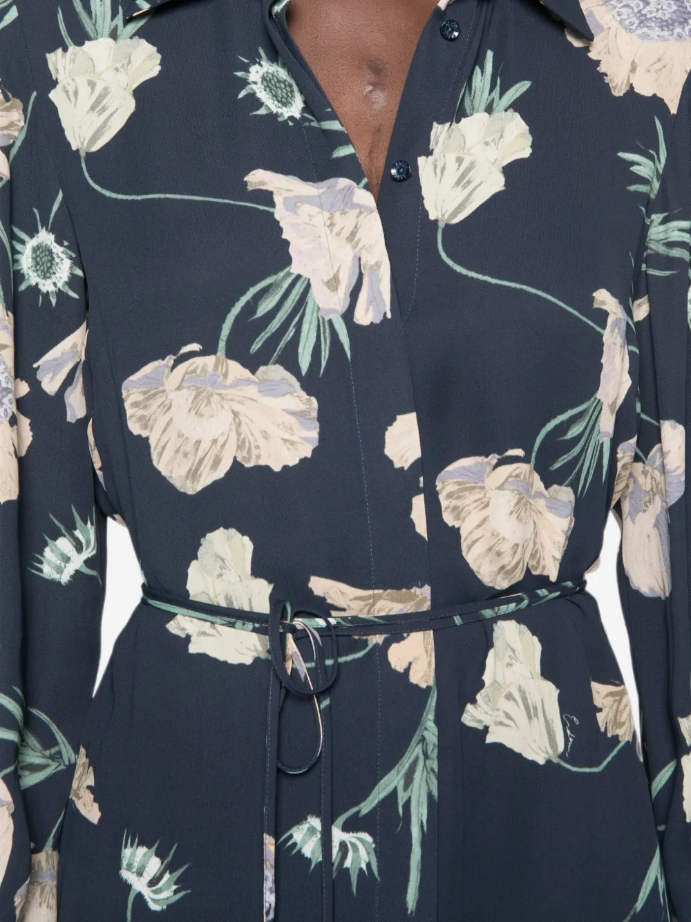 ERDEM Midi-jurk met bloemenprint Blauw