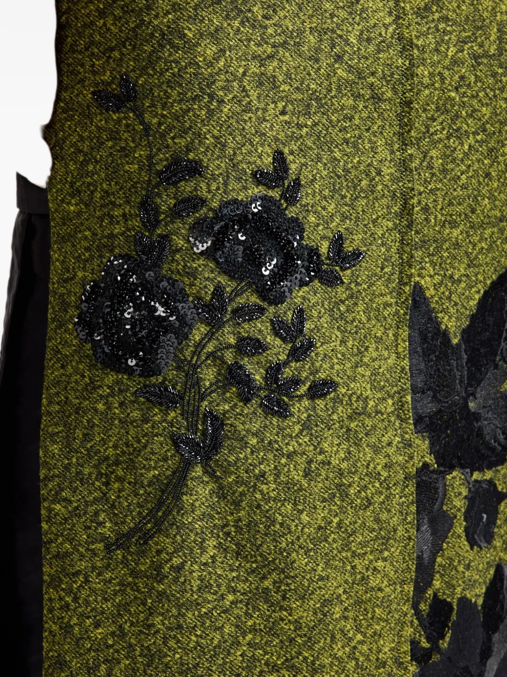 ERDEM floral-embroidered speckled midi skirt Groen