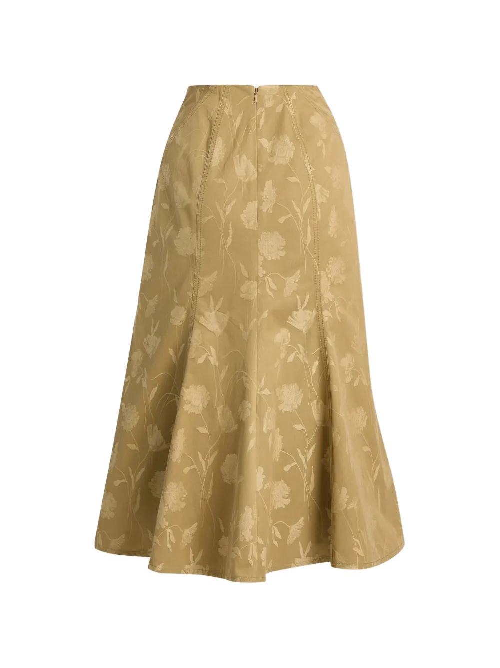 ERDEM poppy-jacquard fluted skirt Beige