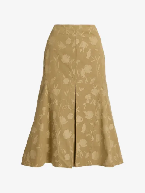 ERDEM poppy-jacquard fluted skirt