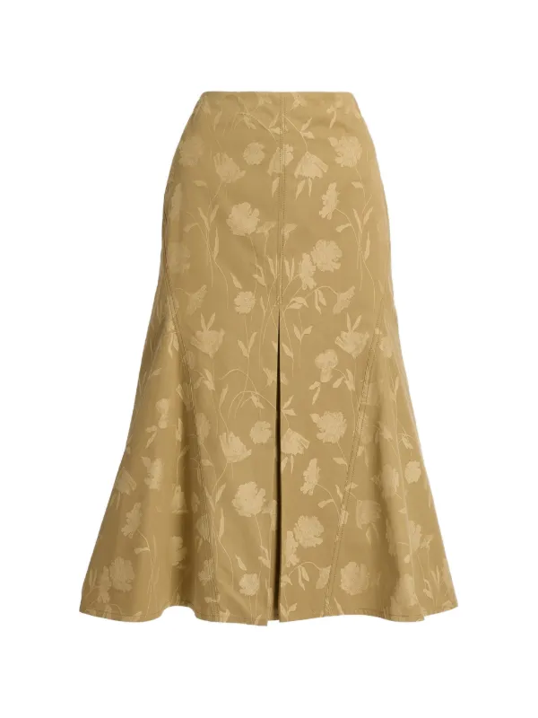 Erdem Poppy-jacquard Fluted Midi Skirt in Neutrals