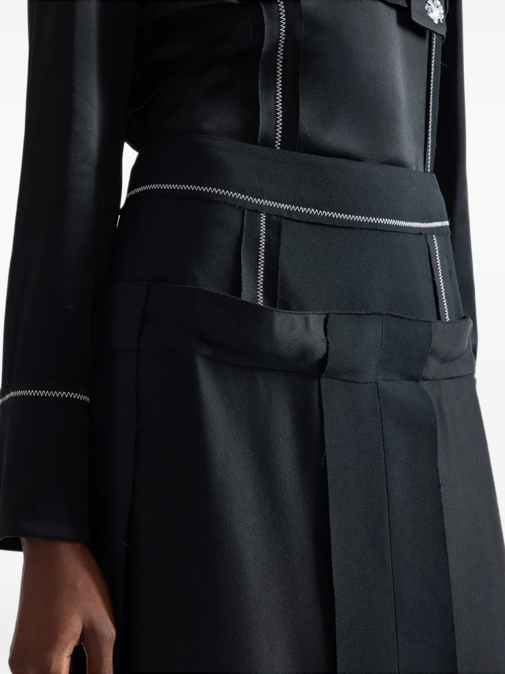 ERDEM satin-finish high-waist midi skirt Zwart