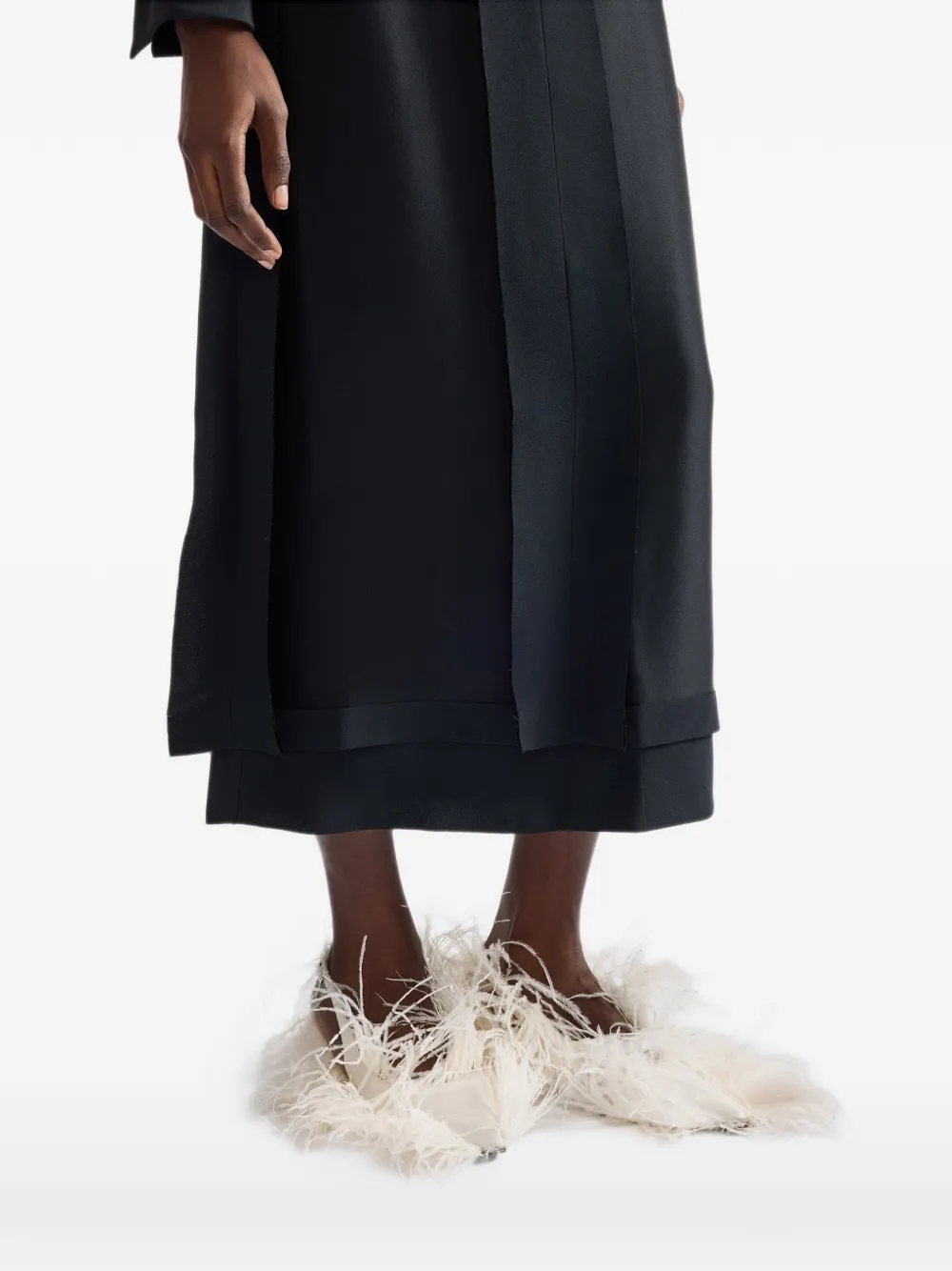 ERDEM satin-finish high-waist midi skirt Zwart