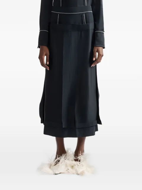 ERDEM Gonna midi a vita alta con finitura satinata
