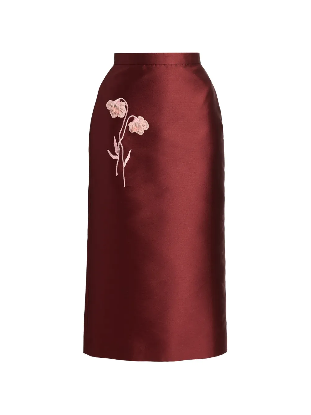 ERDEM embroidered Mikado pencil skirt - Rosso