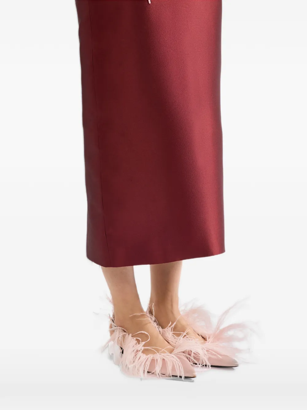 ERDEM embroidered Mikado pencil midi skirt Rood