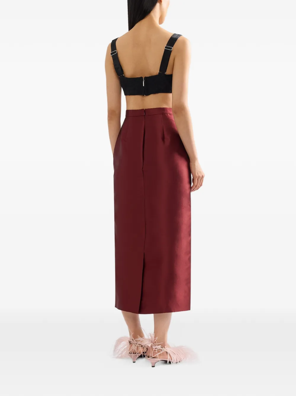 ERDEM embroidered Mikado pencil midi skirt Rood