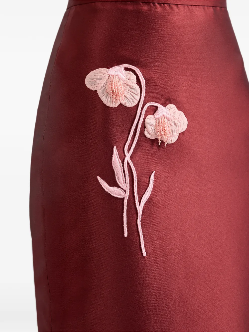 ERDEM embroidered Mikado pencil midi skirt Rood