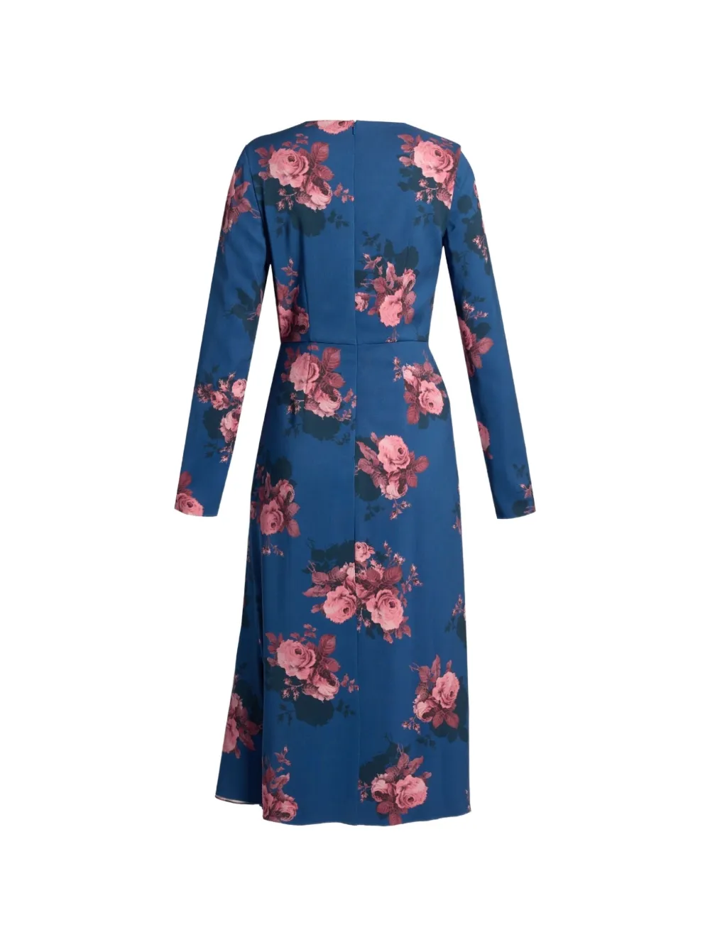 ERDEM floral-print draped dress Blauw