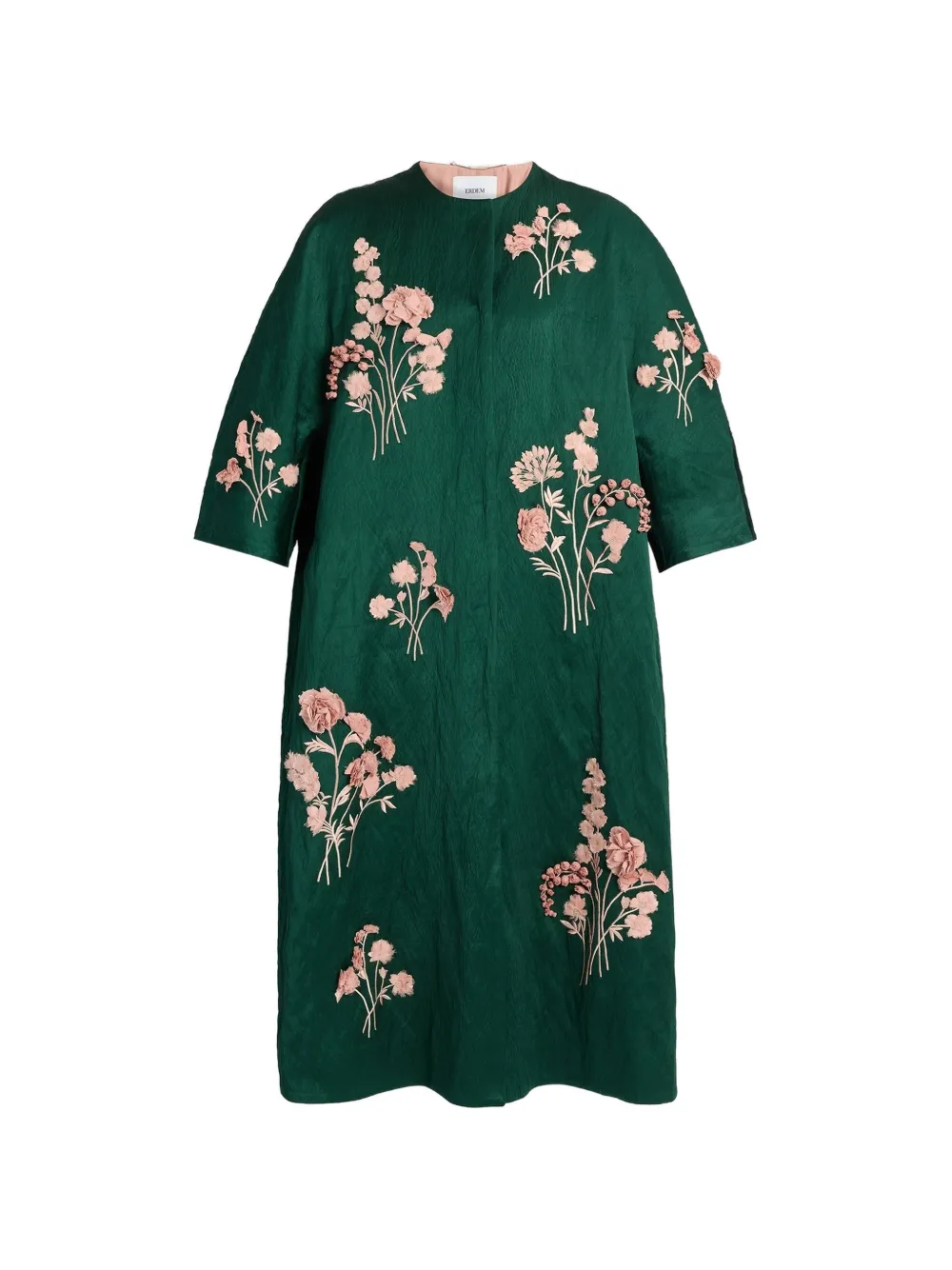 ERDEM embroidered textured-satin coat - Grün
