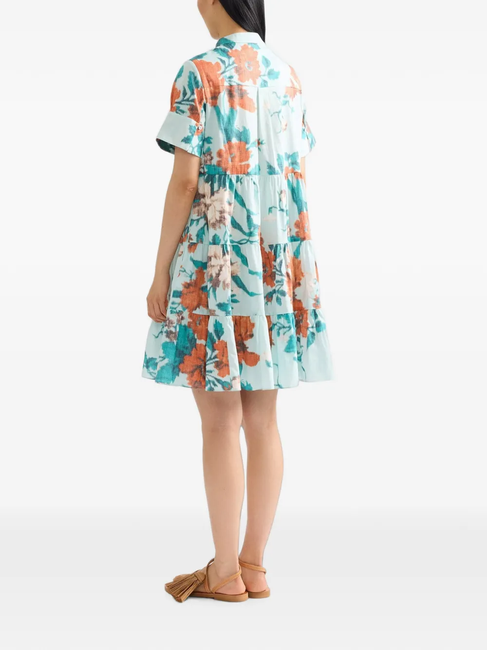 ERDEM floral-print tiered mini dress Blauw