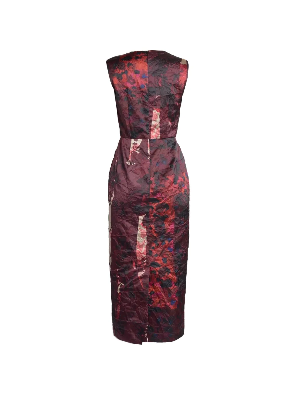 ERDEM Satijnen midi-jurk met patchwork en textuur Rood