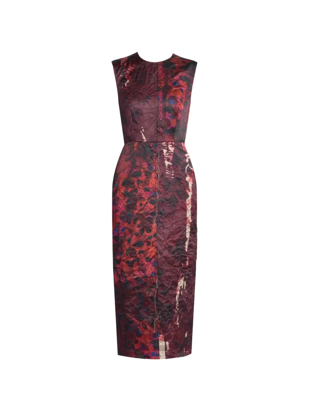 ERDEM patchwork-print textured-satin midi dress