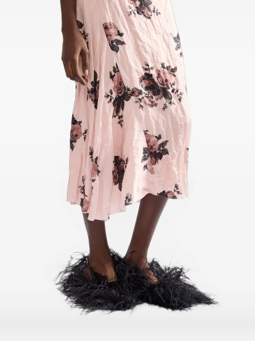 ERDEM floral-print asymmetric midi skirt Roze