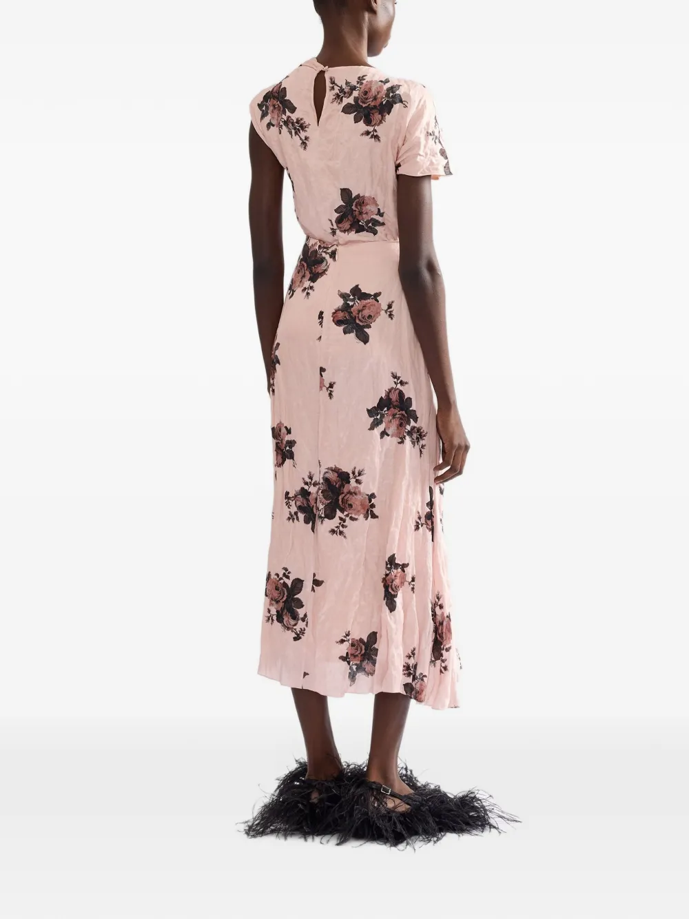 ERDEM floral-print asymmetric midi skirt Roze