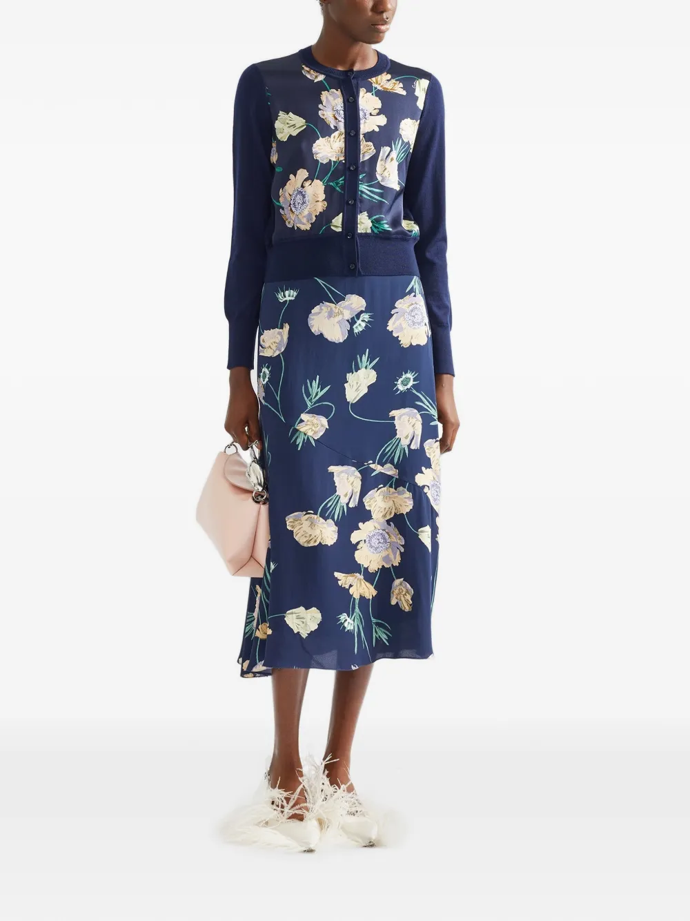 ERDEM Floral-print A-line Midi Skirt in Blue, view 3