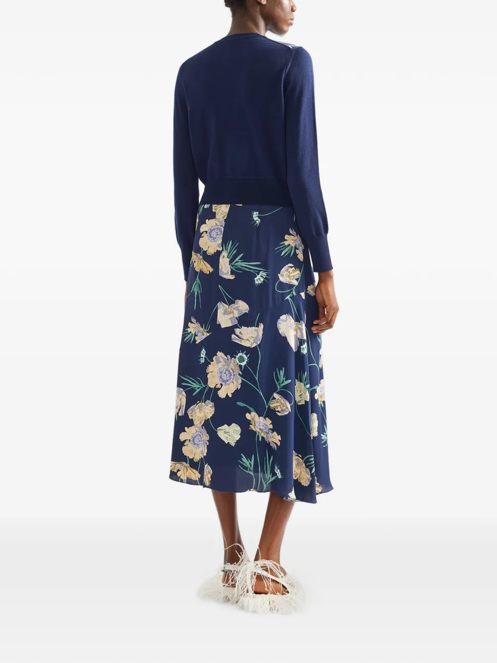 ERDEM Floral-print A-line Midi Skirt in Blue, view 4