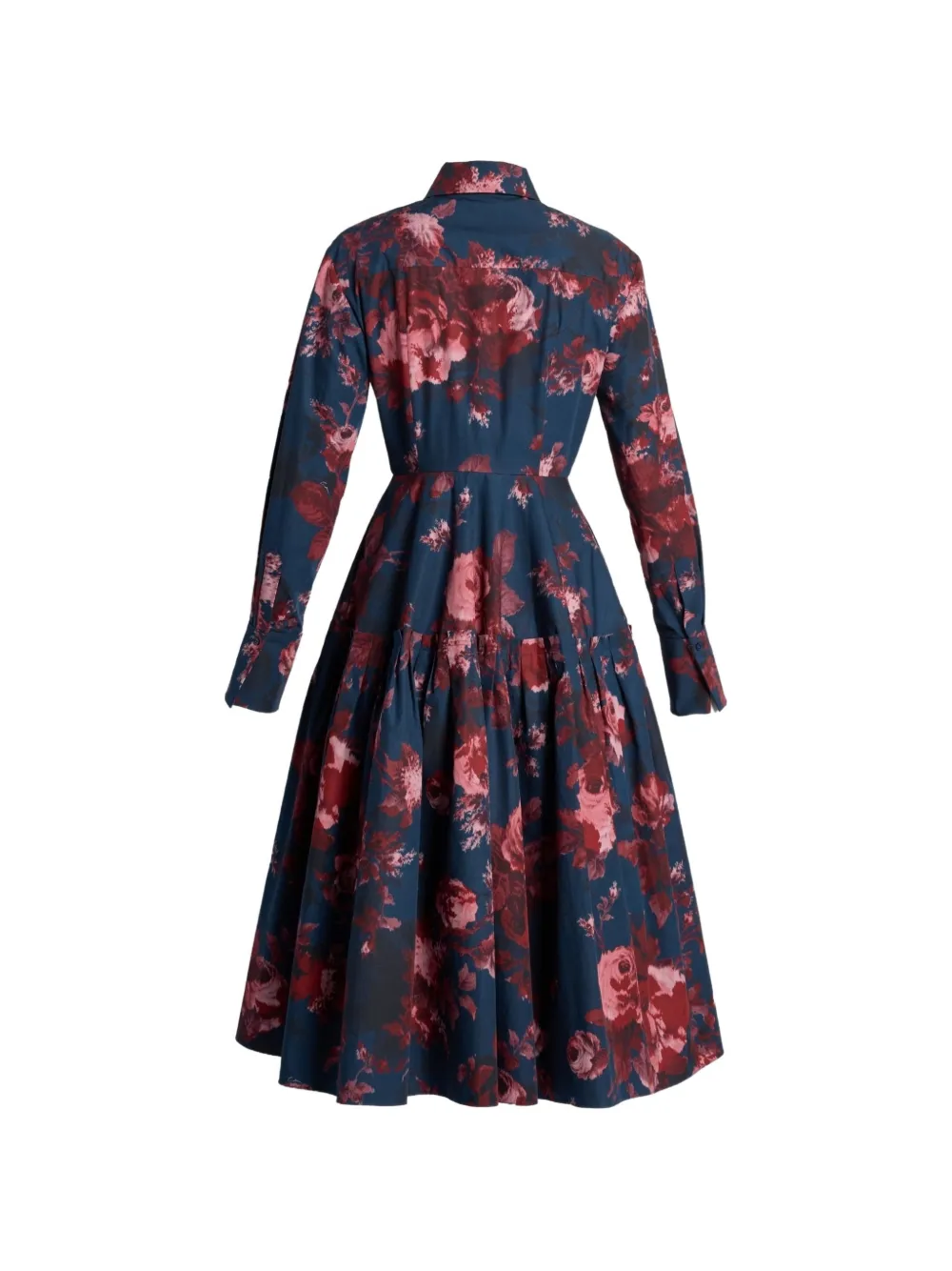 ERDEM floral-print long-sleeve shirt dress Blauw