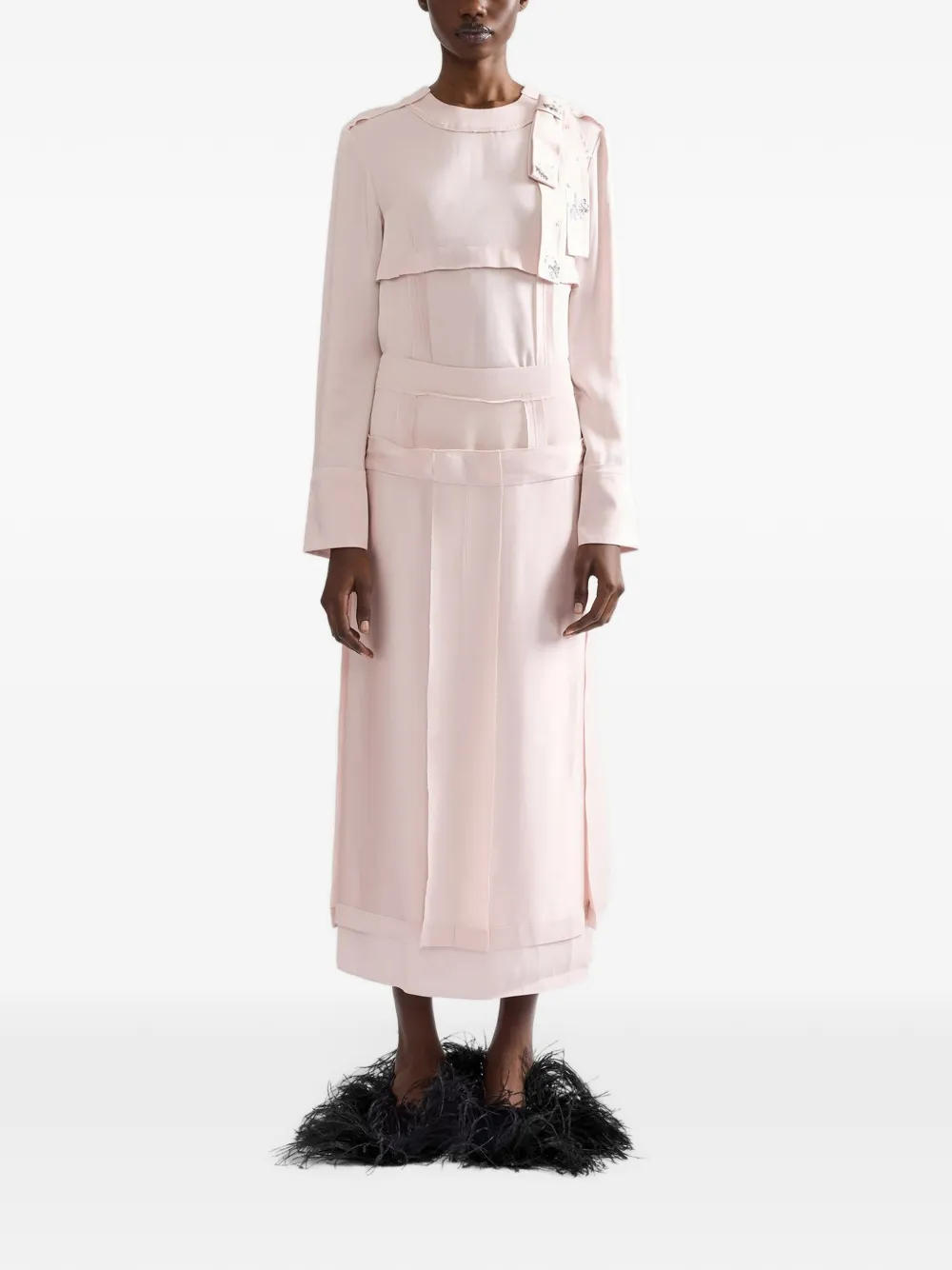 ERDEM layered high-waist midi skirt Roze