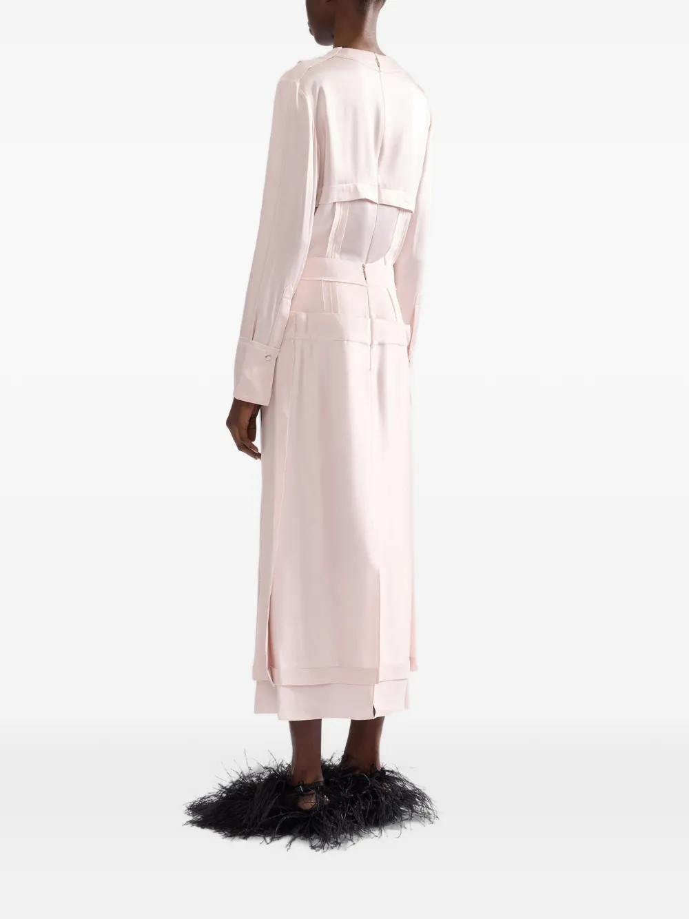 ERDEM layered high-waist midi skirt Roze