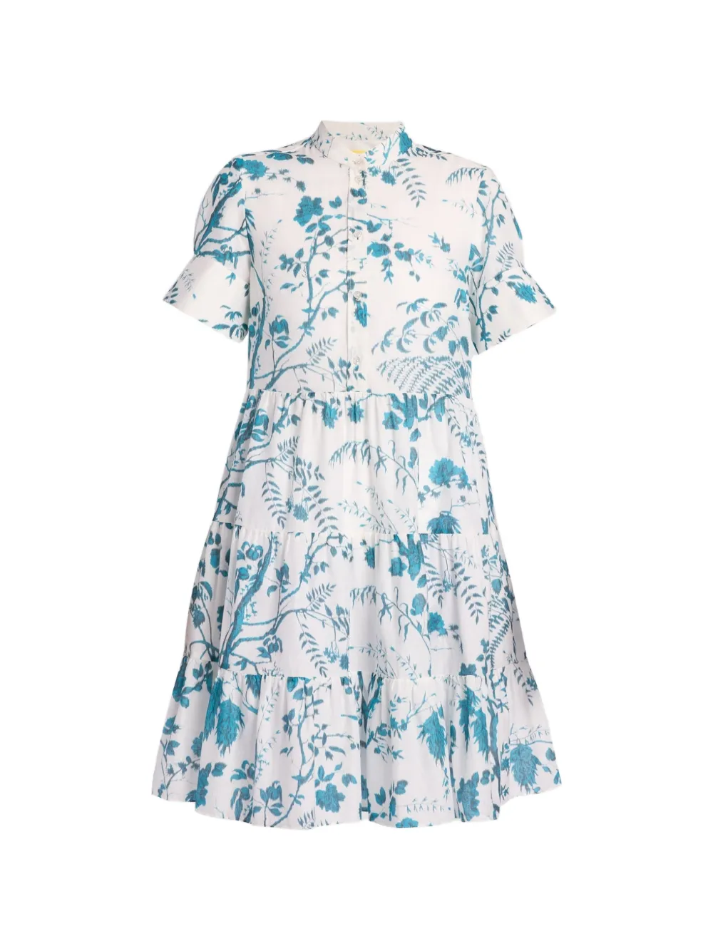 ERDEM botanical-print tiered mini dress - Bianco