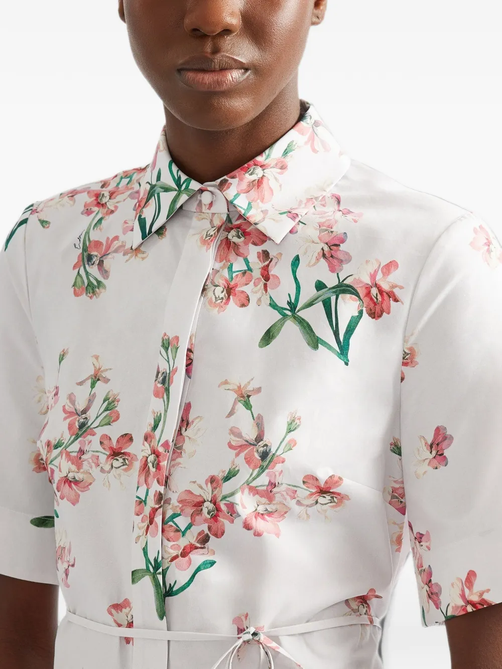 ERDEM Popeline katoenen midi-jurk met bloemenprint Wit